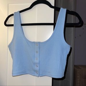Periwinkle blue Me to We button up crop top